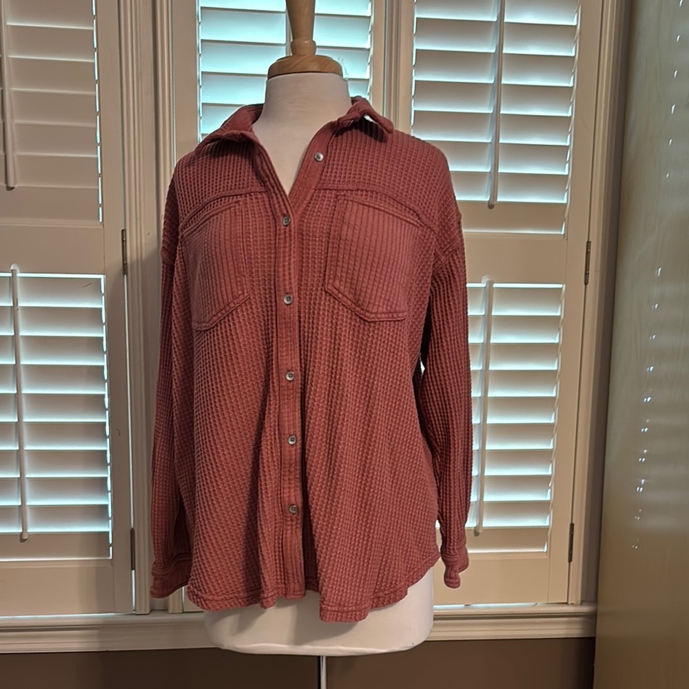 Aerie Warm Coral Knit Top